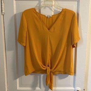 Madewell Yellow Tie-Front Blouse size Large
